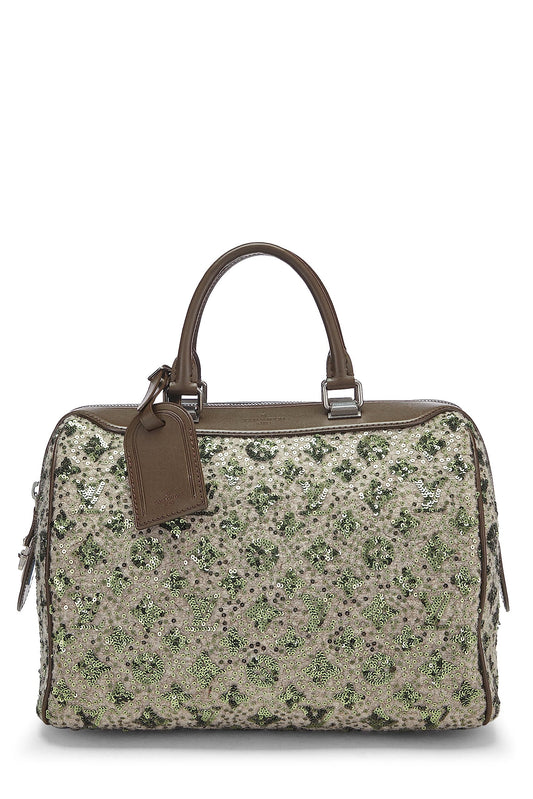 Louis Vuitton, sac Sunshine Express Speedy 30 à paillettes vert monogrammé d'occasion, vert