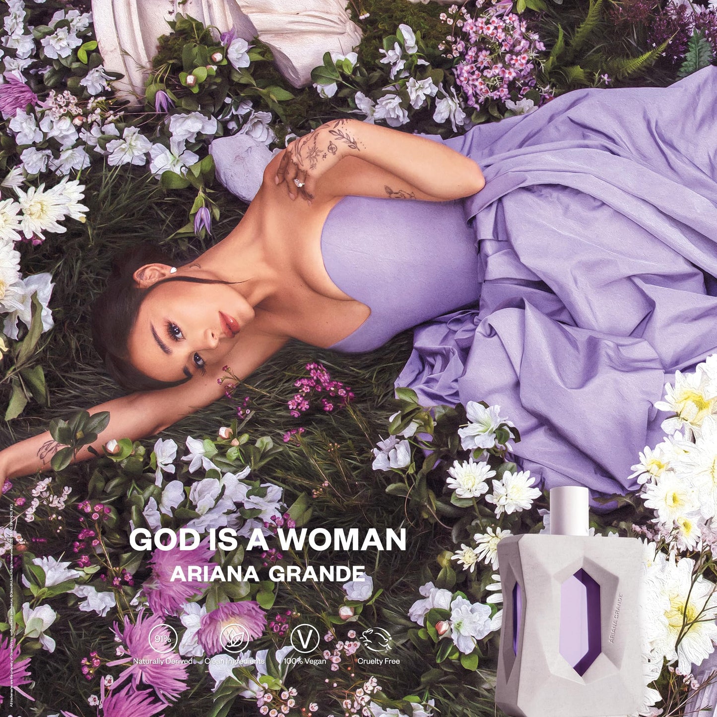 Ariana Grande God is a Woman Eau de Parfum, Parfum Musqué Fruité, Notes d'Iris, Poire, Vanille, Bois de Cèdre, Parfum Femme