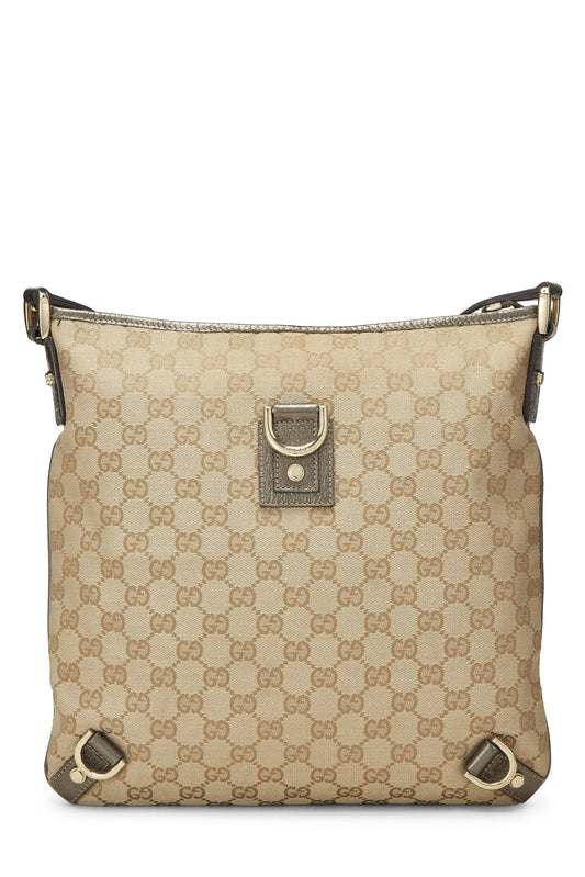 Gucci, sac messager Abbey en toile GG d'origine, doré, d'occasion