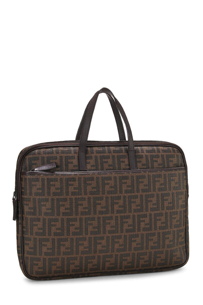 Fendi, porte-documents en toile enduite marron Zucca d'occasion, marron