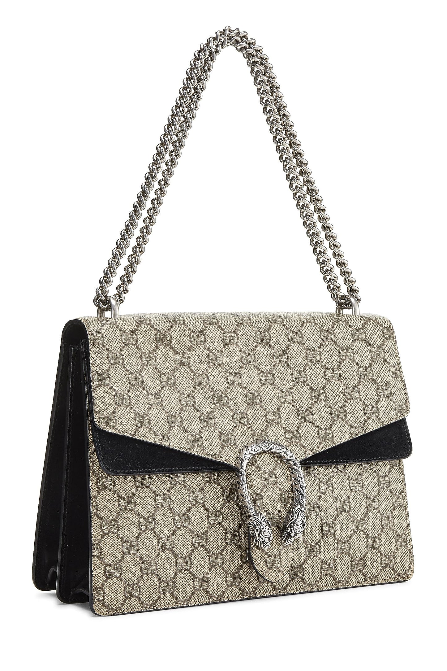 Gucci, sac Dionysus en toile noire GG Supreme d'occasion de taille moyenne, noir