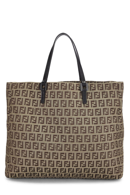 Fendi, sac fourre-tout en toile marron Zucchino, petit modèle, d'occasion, marron