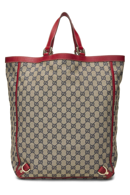 Gucci, sac fourre-tout vertical Abbey en toile GG rouge d'occasion avec anneau en D, rouge