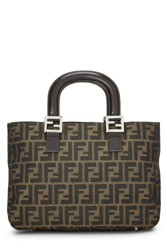 Fendi, sac à main en toile marron Zucca, petit modèle, d'occasion, marron