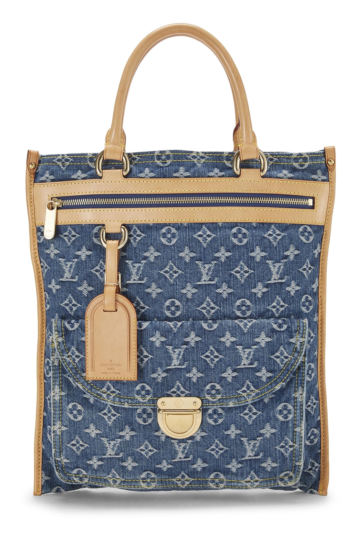 Louis Vuitton, Pre-Loved Blue Monogram Denim Flat Shopper, Blue