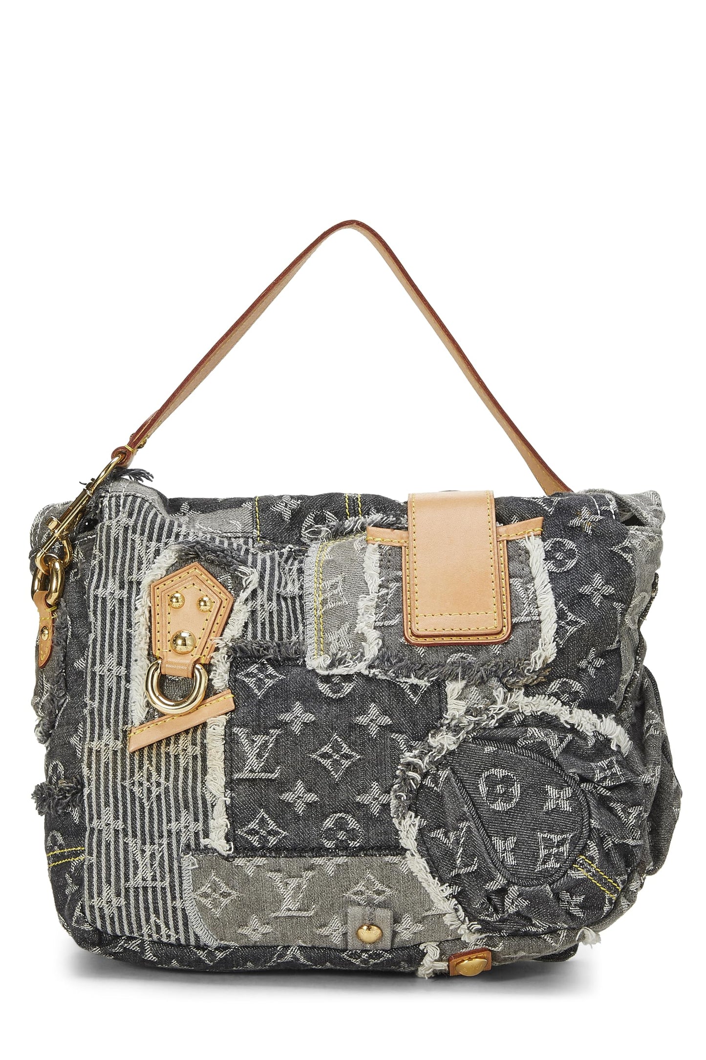 Louis Vuitton, Posty de patchwork de mezclilla con monograma negro Pre-Loved, Negro