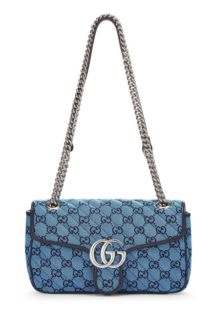 Gucci, Pre-Loved Blue GG Canvas Marmont Shoulder Bag Small, Blue