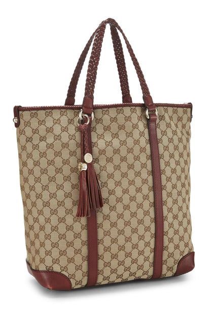 Gucci, sac fourre-tout en toile GG bordeaux d'occasion, bordeaux