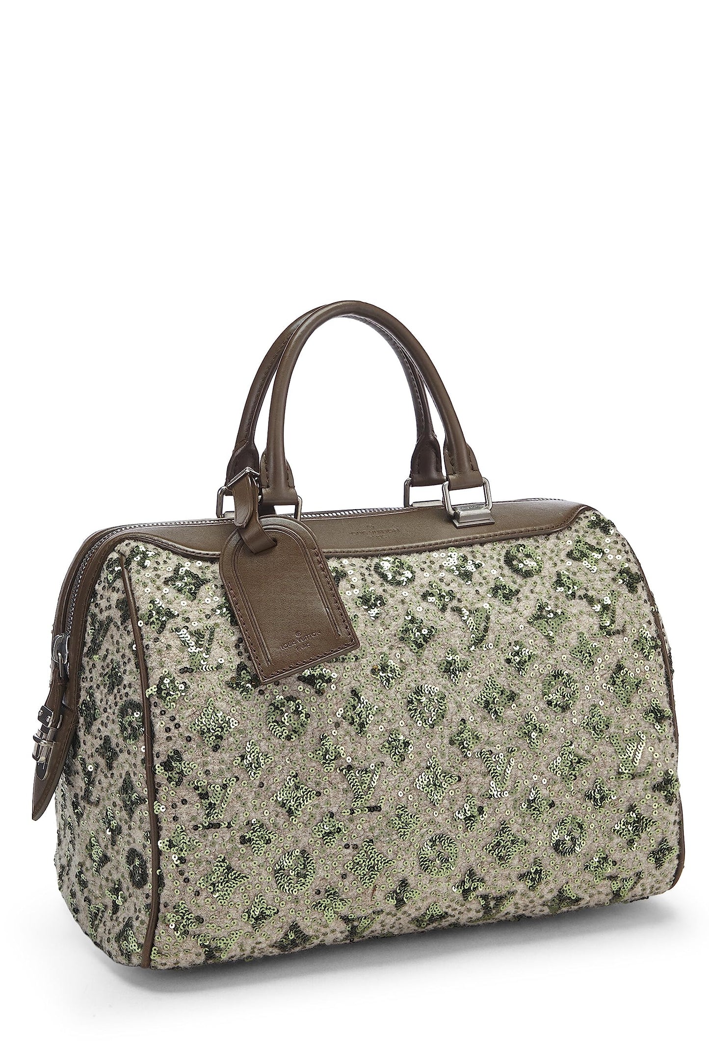 Louis Vuitton, sac Sunshine Express Speedy 30 à paillettes vert monogrammé d'occasion, vert