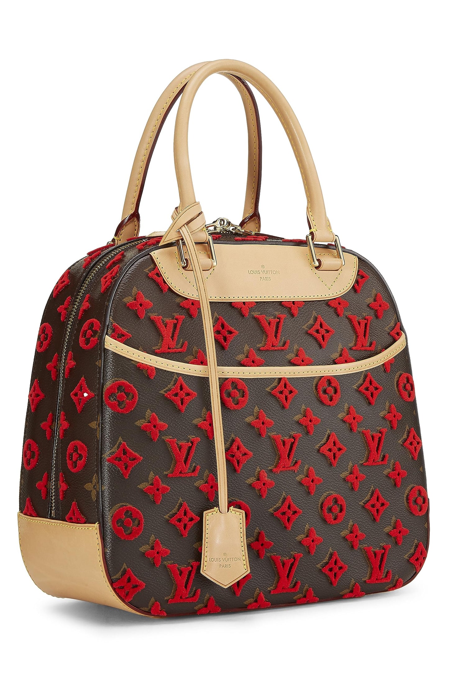 Louis Vuitton, Cube Deauville en tuffetage monogramme rouge d'occasion, rouge