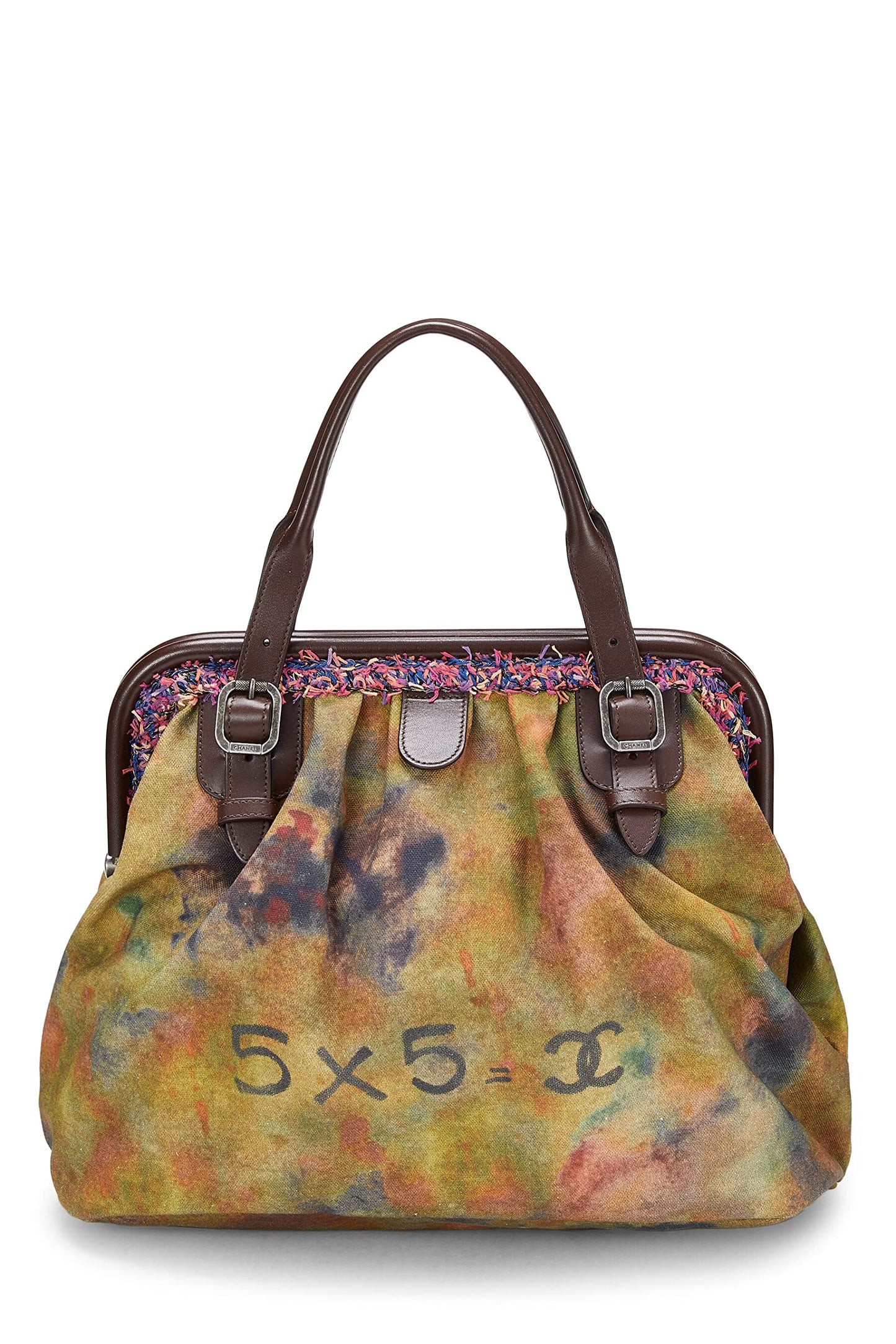 Chanel, sac bowling On The Pavements en toile verte à graffitis d'occasion, vert