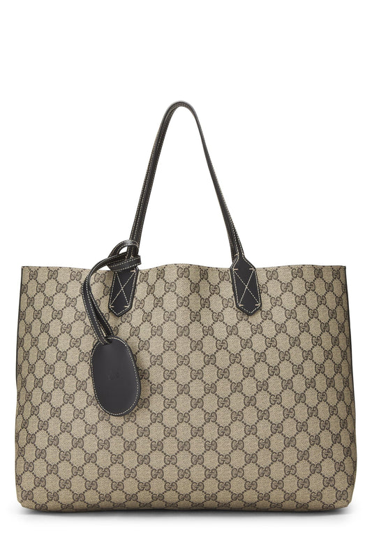 Gucci, sac fourre-tout réversible en toile noire et GG Supreme d'origine d'occasion, noir