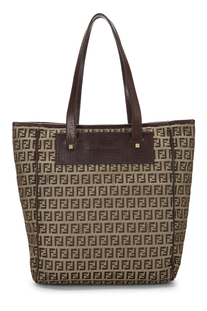 Fendi, sac fourre-tout en toile marron Zucchino, petit modèle, d'occasion, marron