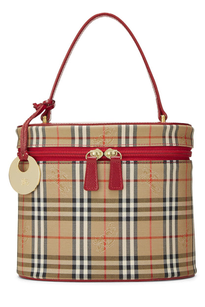 Burberry, Vanity en toile Haymarket rouge d'occasion, rouge