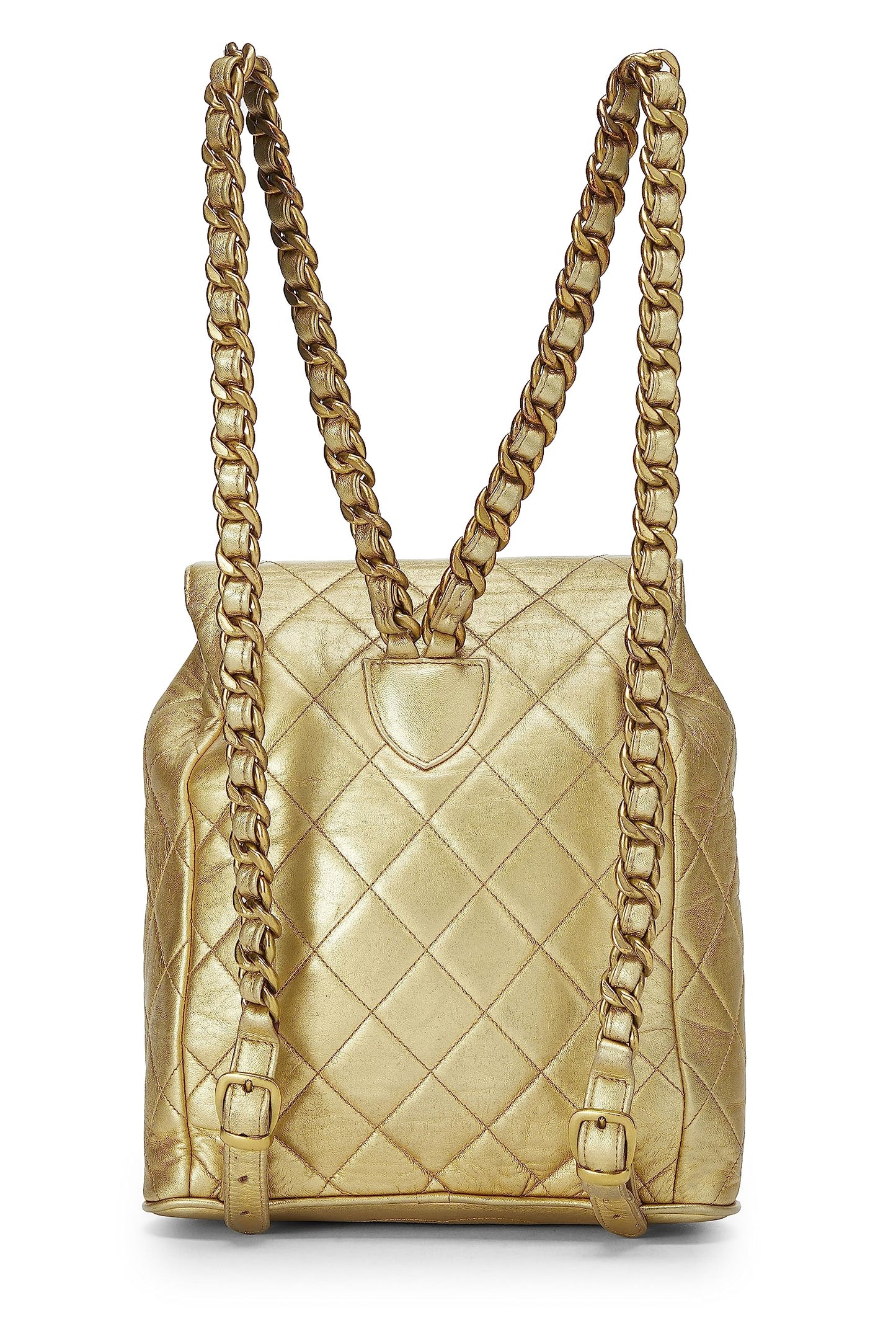 Chanel, Pre-Loved Gold Metallic Lambskin Classic Backpack Mini, Gold