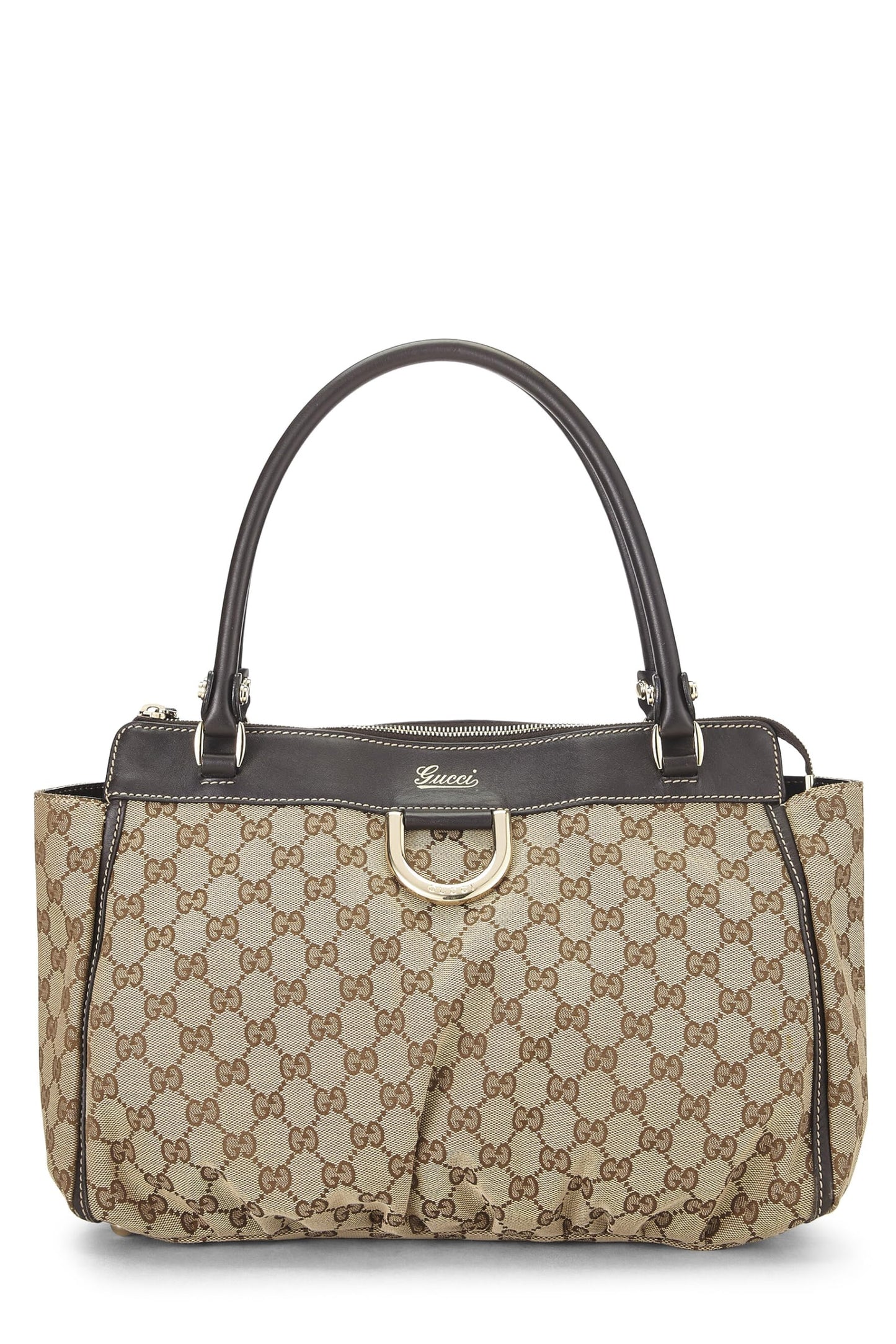 Gucci, sac fourre-tout zippé Abbey en toile GG d'origine d'occasion, marron