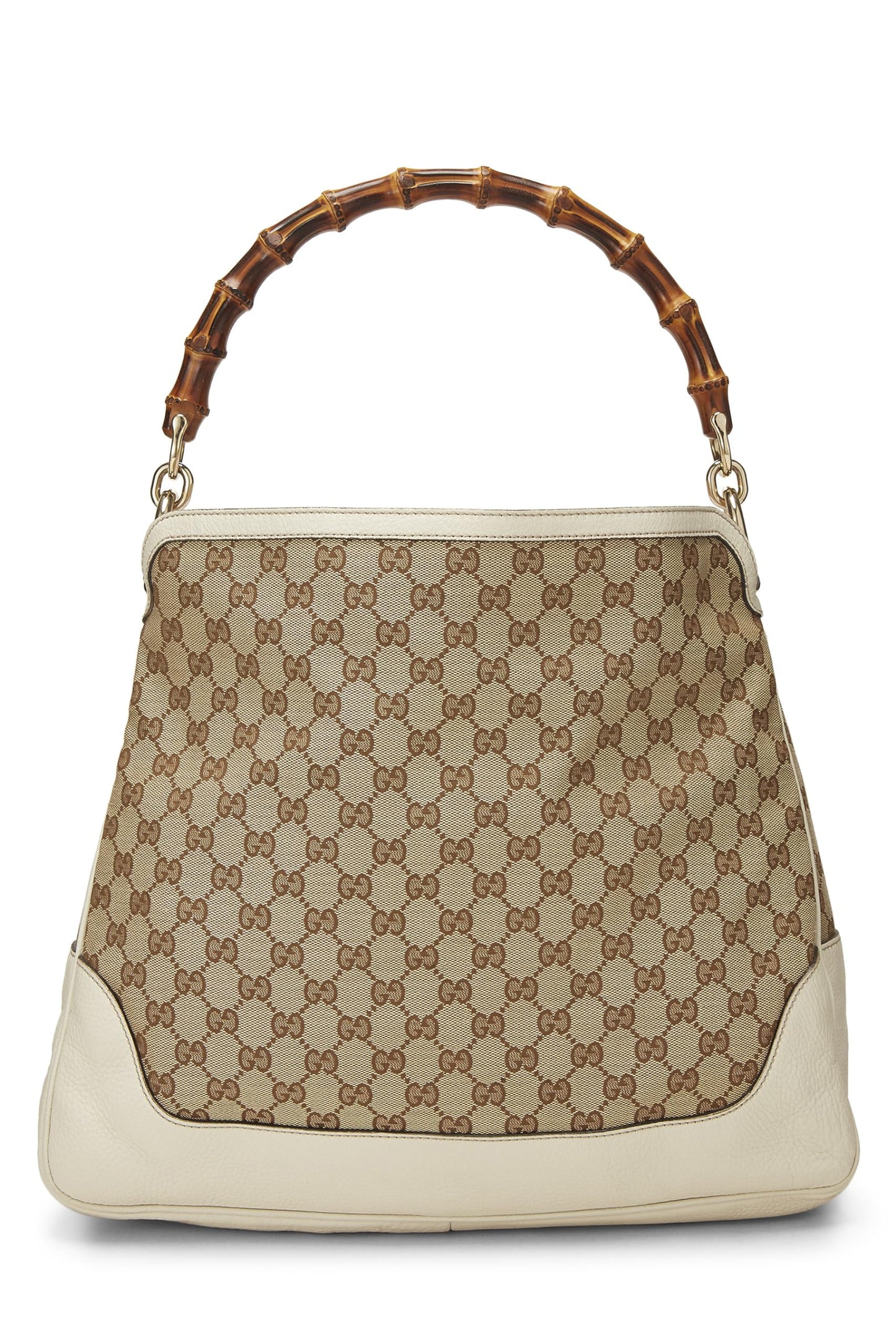 Gucci, sac hobo Diana Bamboo Hobo Large en toile GG d'origine, crème, d'occasion