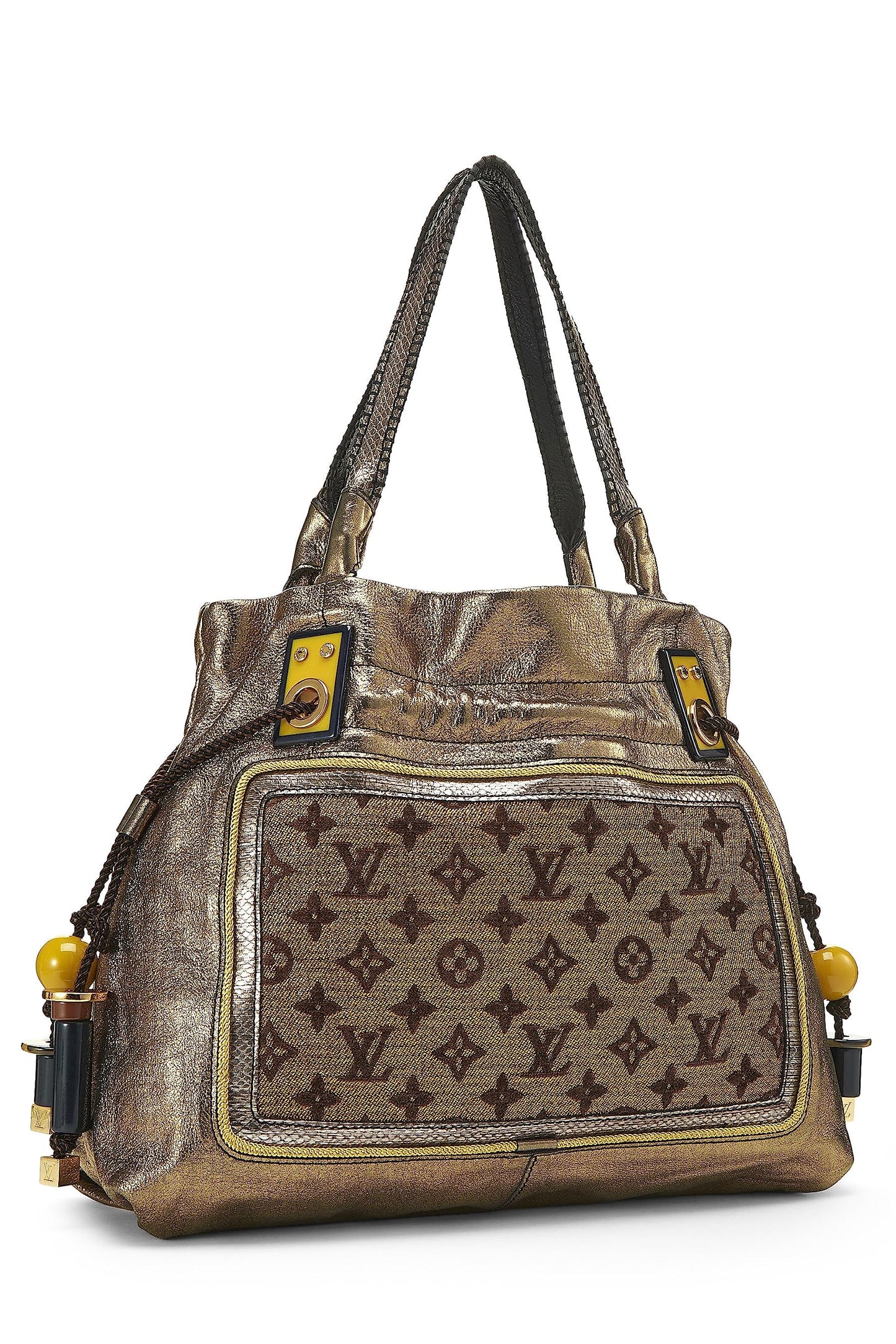 Louis Vuitton, Pre-Loved Gold Leather & Monogram Canvas Sunbird Tote, Gold