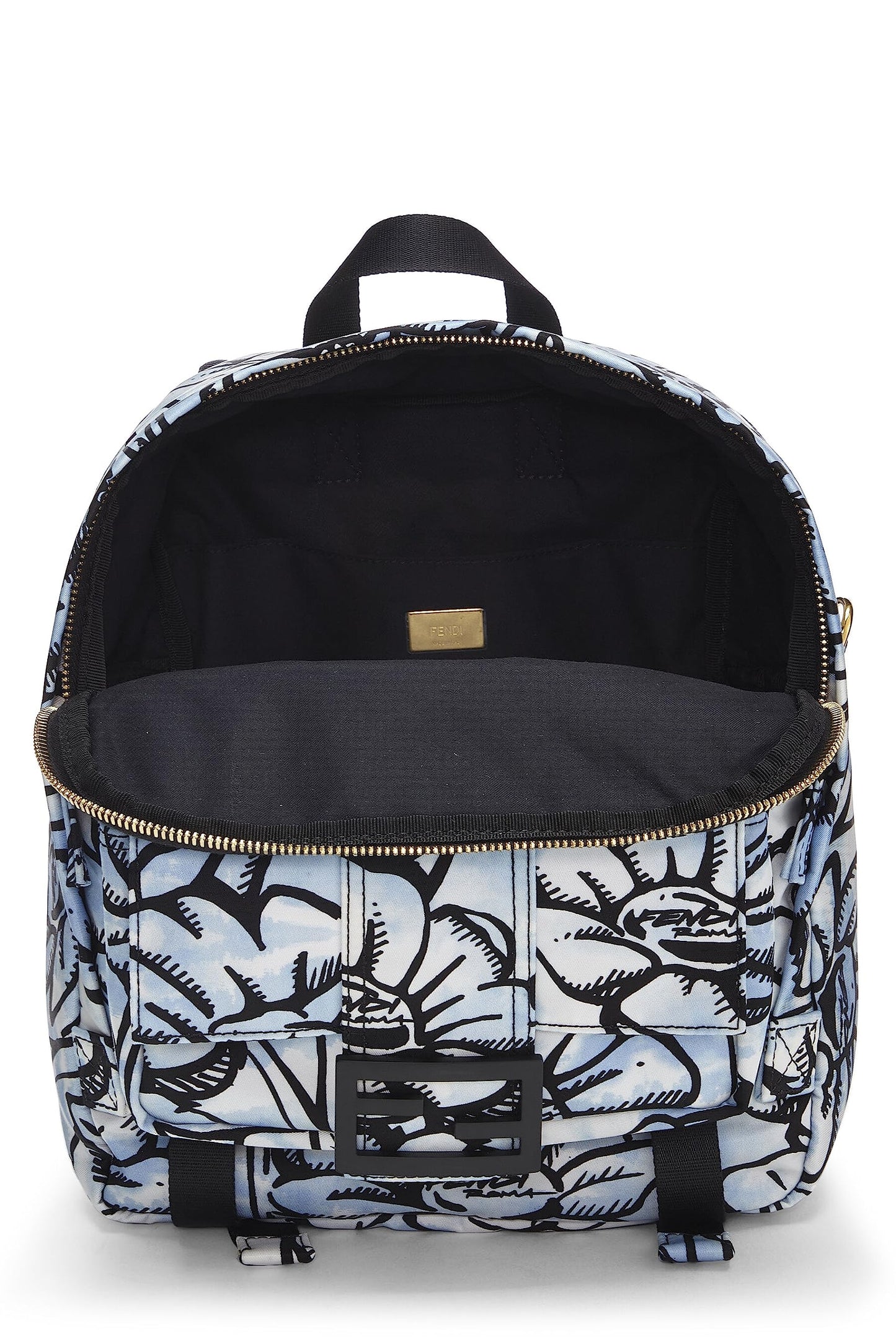 Fendi, Pre-Loved Blue & Black Nylon Printed Backpack Small, Multi