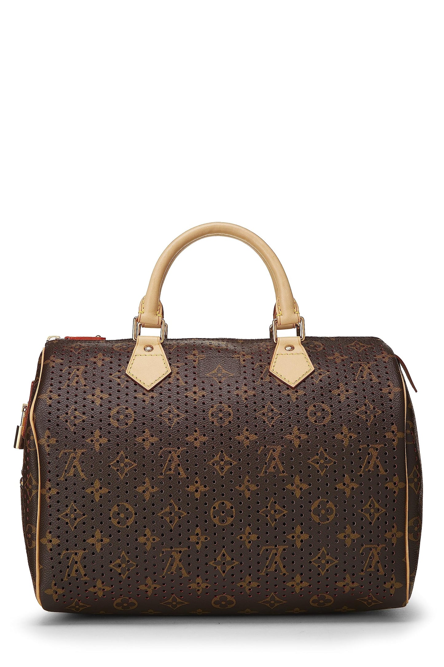 Louis Vuitton, sac Speedy 30 perforé en toile monogram orange d'occasion, orange