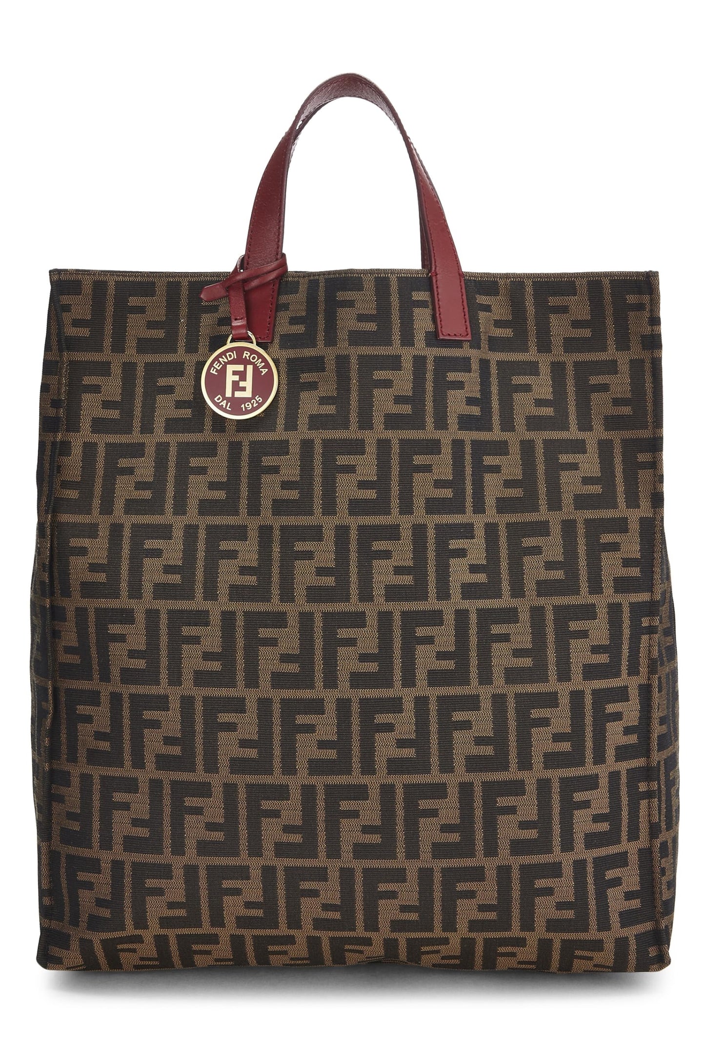 Fendi, Pre-Loved Brown Zucca Canvas Vertical Tote Medium, Red