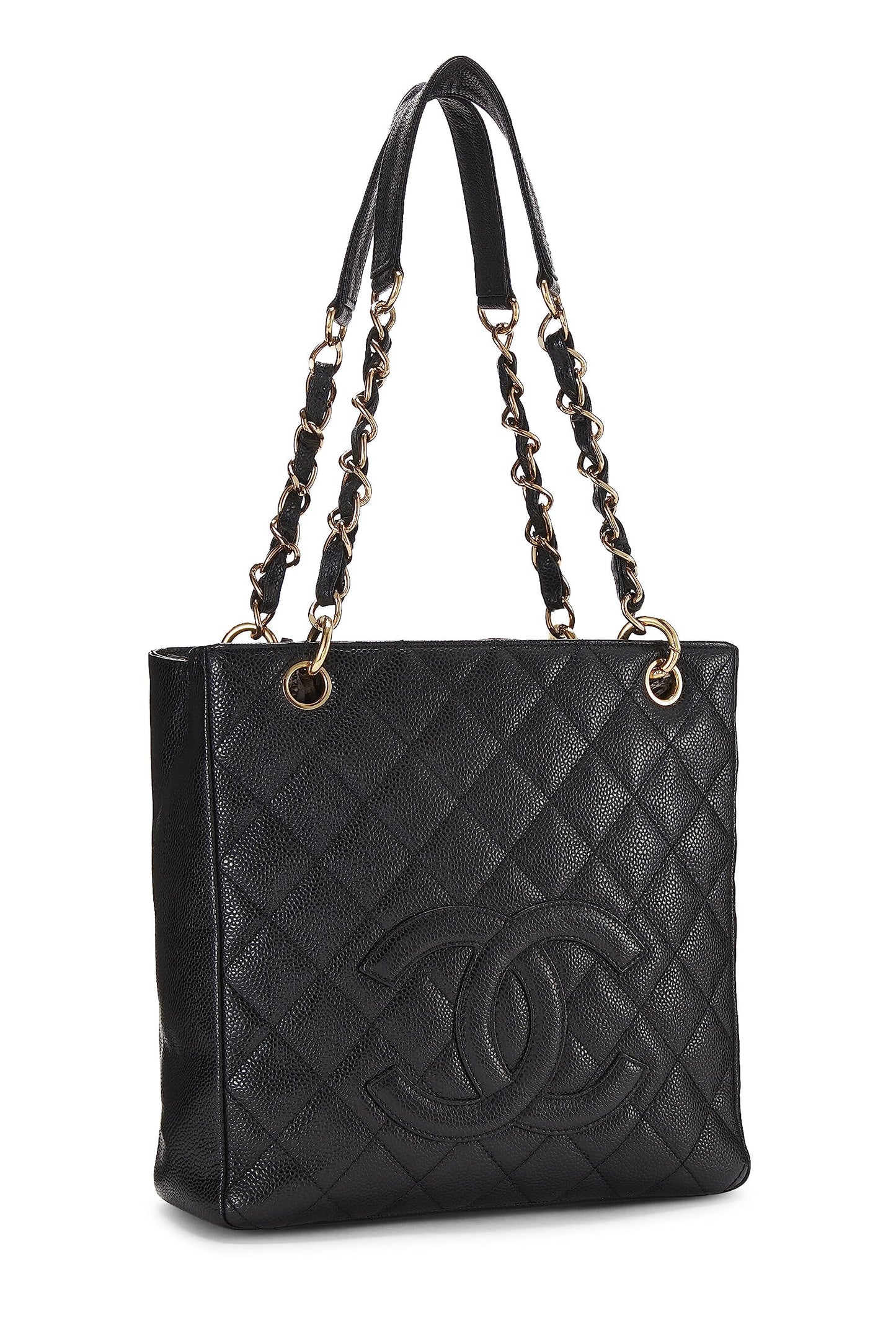 Chanel, Bolso shopping Petite de caviar acolchado negro Pre-Loved (PST), Negro