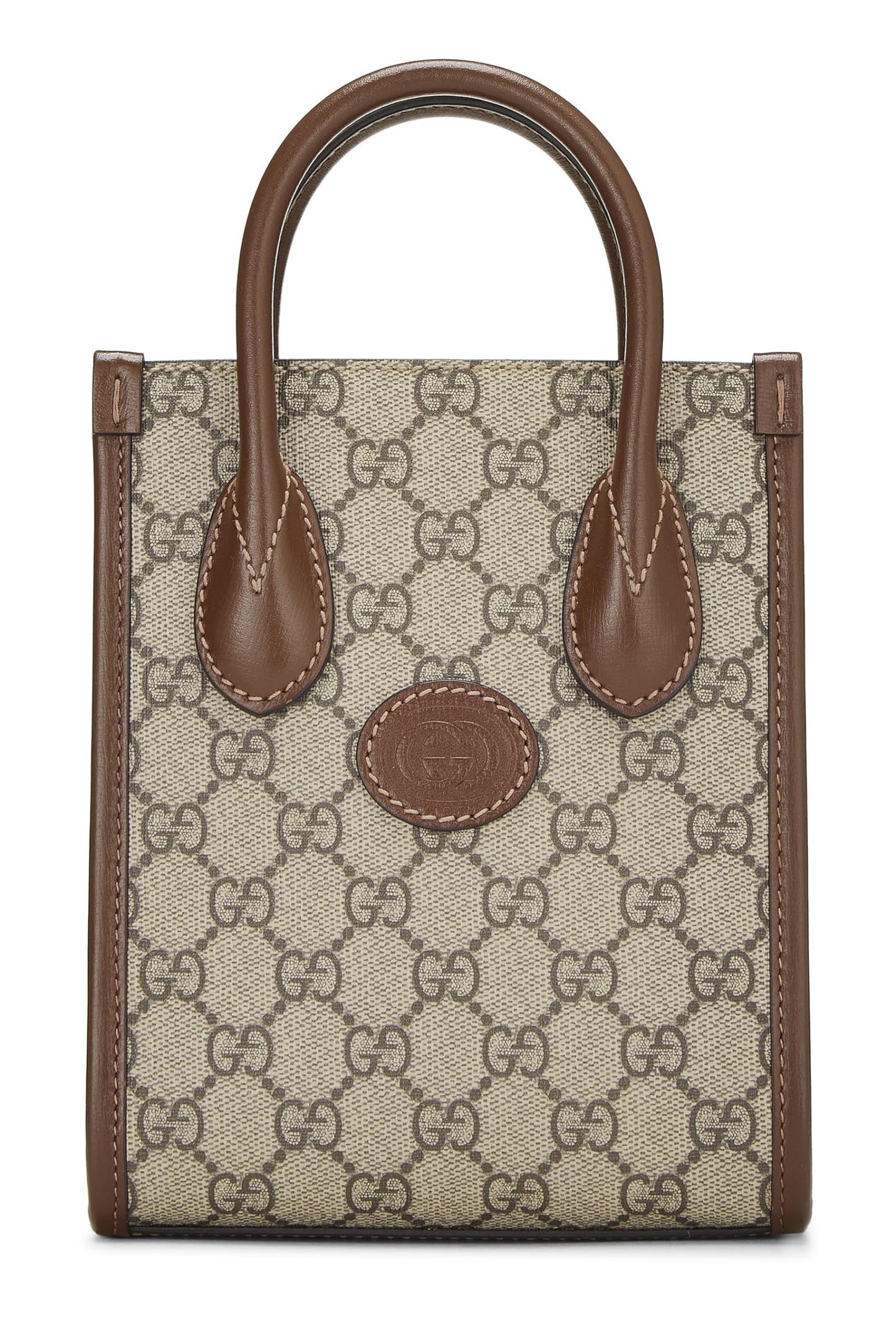 Gucci, sac fourre-tout mini GG Supreme Original marron d'occasion avec empiècements GG, marron