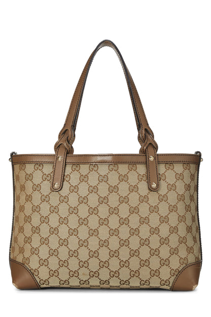 Gucci, sac fourre-tout artisanal en toile GG marron d'origine d'occasion, marron