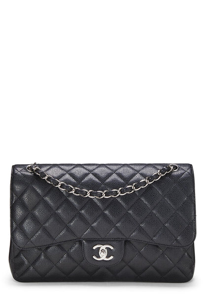 Chanel, sac à main New Classic Flap Jumbo matelassé noir d'occasion, noir