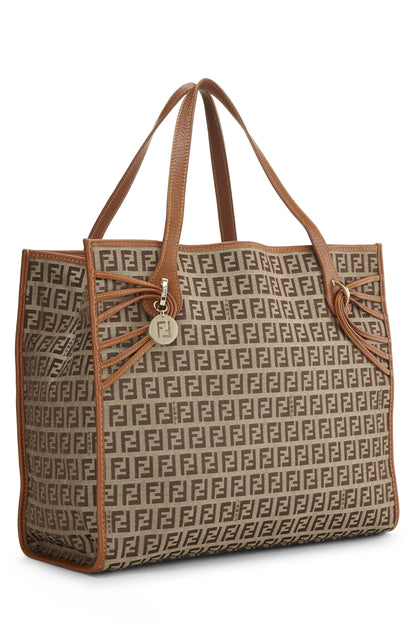 Fendi, Pre-Loved Brown Zucchino Canvas Tote Medium, Brown