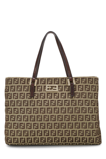 Fendi, sac fourre-tout en toile marron Zucchino, petit modèle, d'occasion, marron