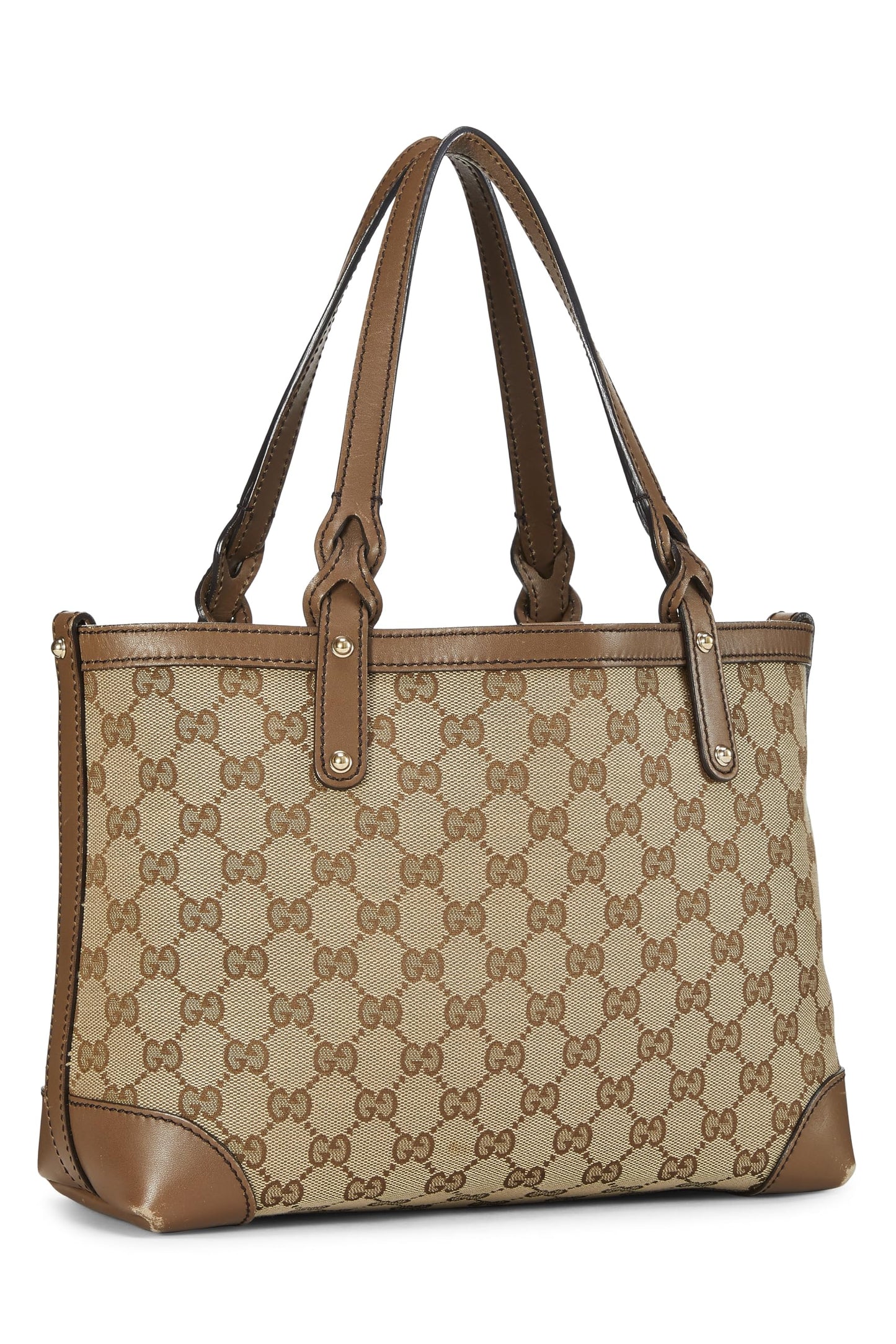 Gucci, sac fourre-tout artisanal en toile GG marron d'origine d'occasion, marron