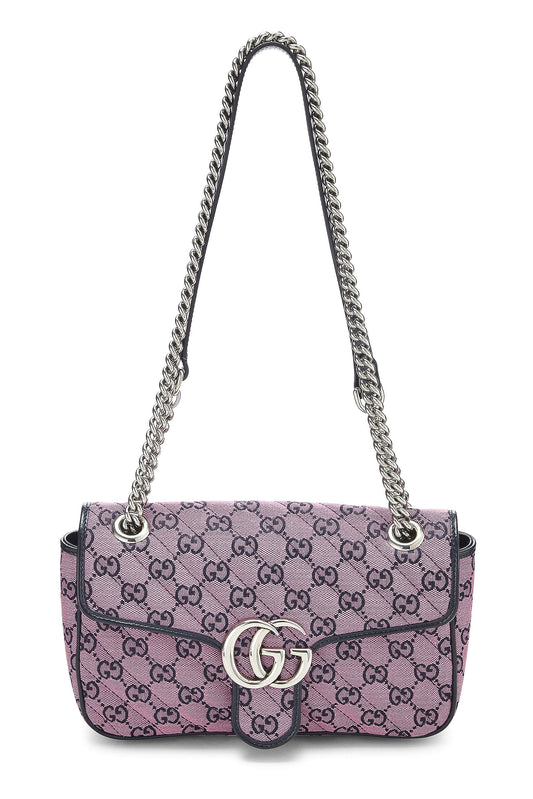 Gucci, sac à bandoulière GG Marmont en toile rose d'occasion, petit modèle, rose