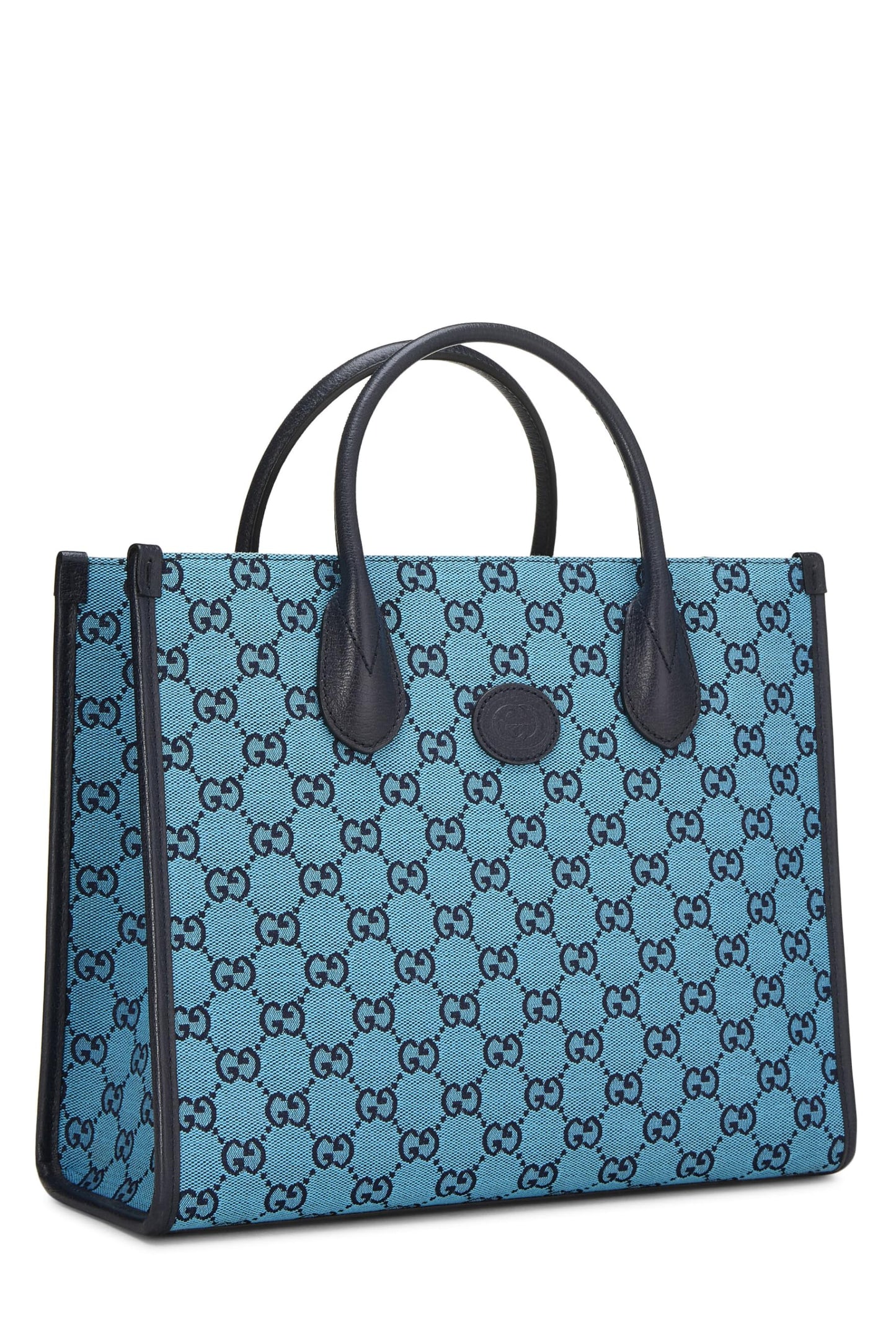 Gucci, sac fourre-tout en toile GG bleu d'occasion, petit modèle, bleu