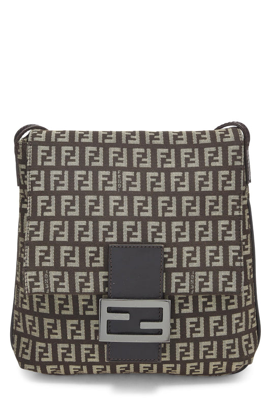 Fendi, sac messager en toile marron Zucchino Small d'occasion, marron