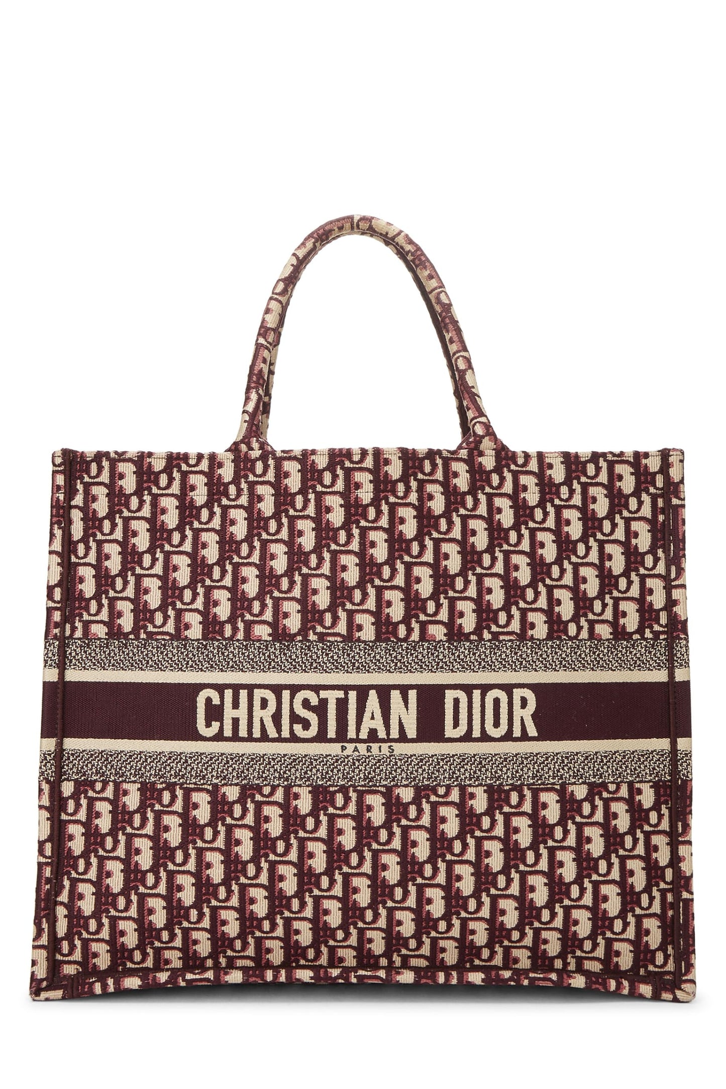 Dior, Pre-Loved Burgundy Trotter Canvas Book Tote Large, Burgundy