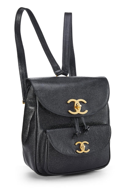 Chanel, Mochila mediana de caviar negra Pre-Loved, Negro