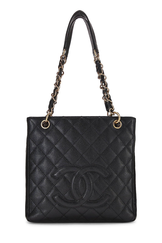 Chanel, Pre-Loved Black Quilted Caviar Petite Shopping Tote (PST), Black