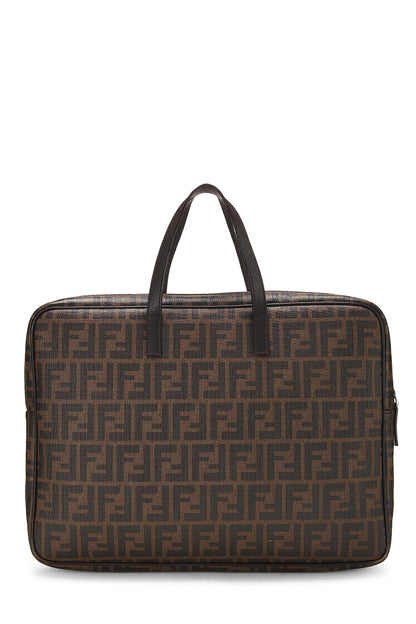 Fendi, porte-documents en toile enduite marron Zucca d'occasion, marron