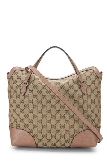 Gucci, Pre-Loved Pink Original GG Canvas Bree Top Handle Bag, Pink