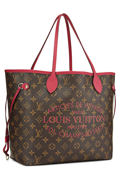 Louis Vuitton, Pre-Loved Pink Monogram Canvas Ikat Flower Neverfull MM, Pink