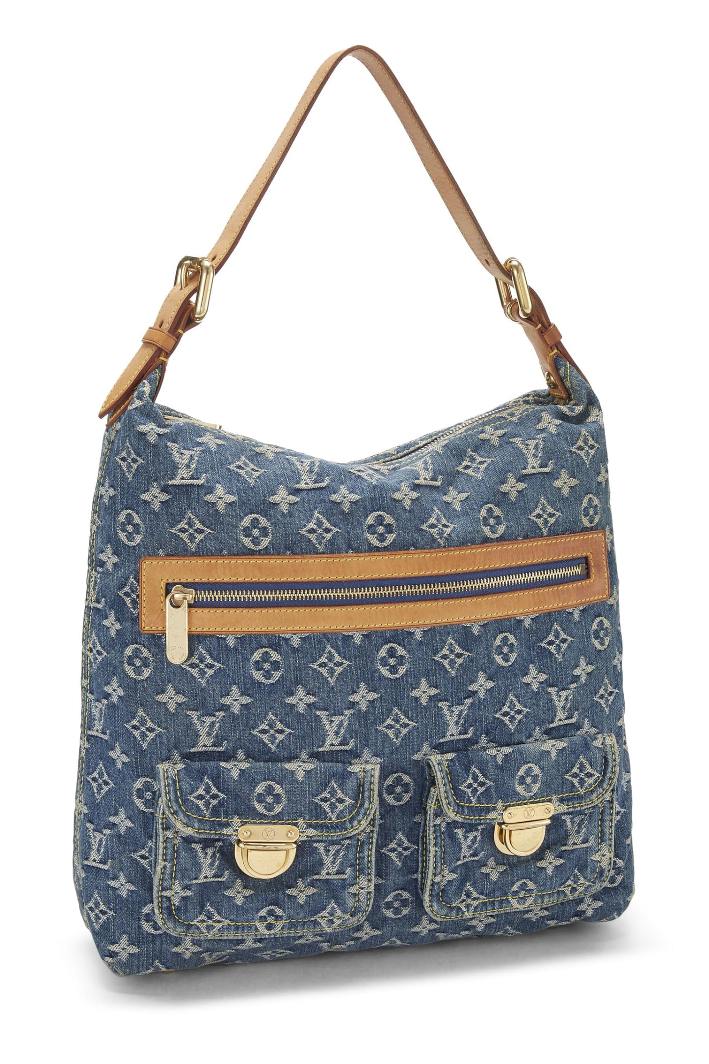 Louis Vuitton, sac à main Baggy GM en denim bleu monogrammé d'occasion, bleu