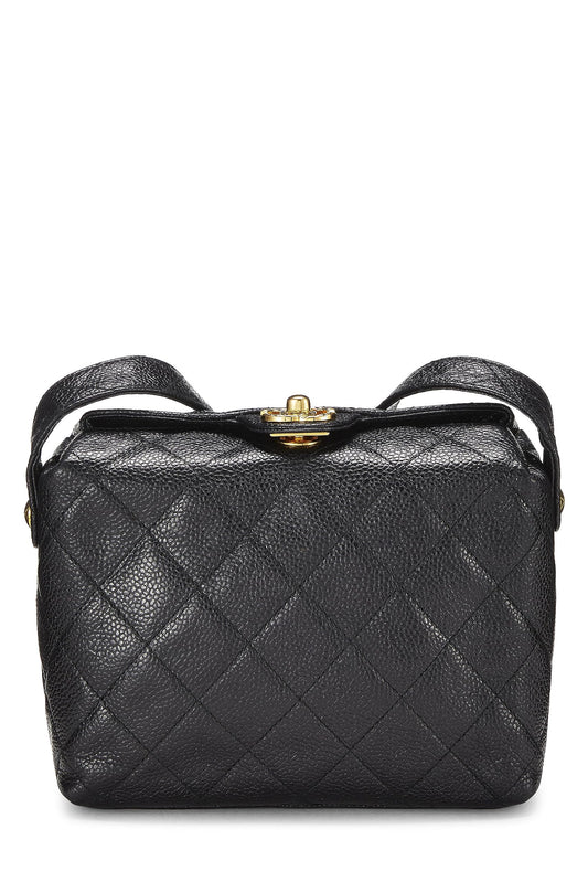 Chanel, Bolso de hombro de caviar negro Pre-Loved, Negro