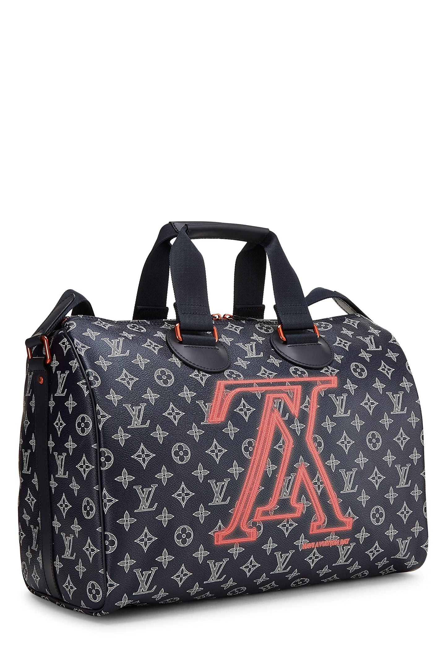 Louis Vuitton, Pre-Loved Monogram Upside Down Ink Speedy Bandouliere 40, Navy