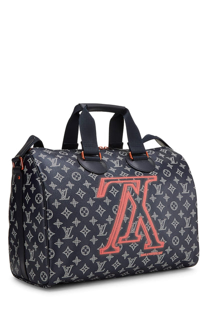 Louis Vuitton, sac bandoulière Speedy 40 Monogram Upside Down Ink d'occasion, bleu marine