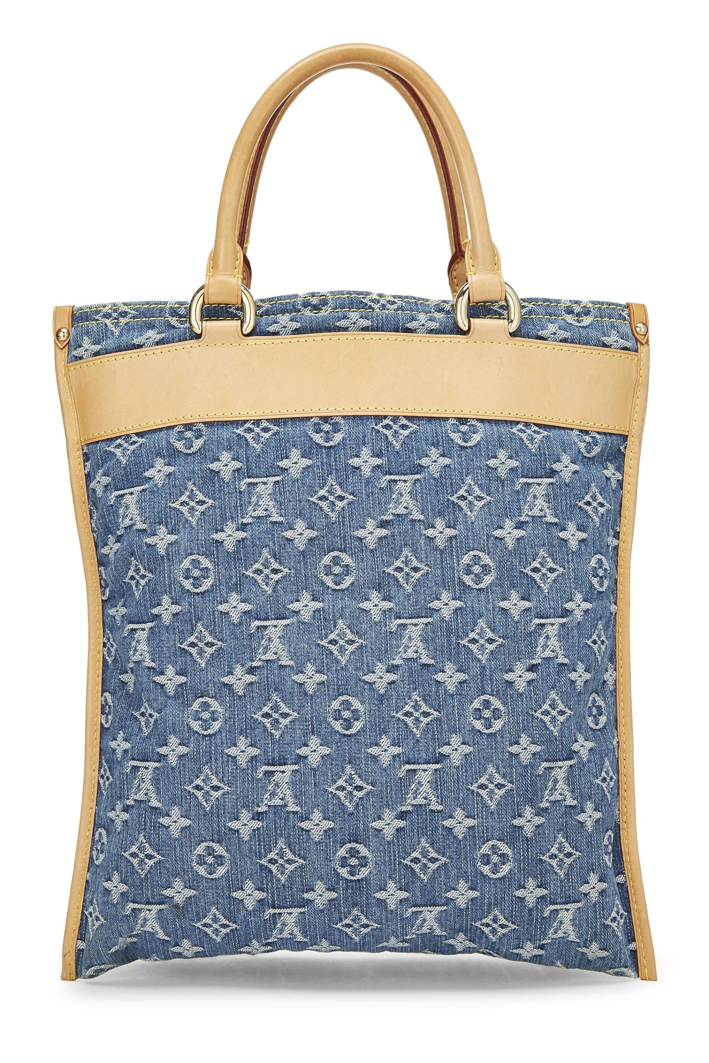 Louis Vuitton, sac cabas plat en denim monogrammé bleu d'occasion, bleu