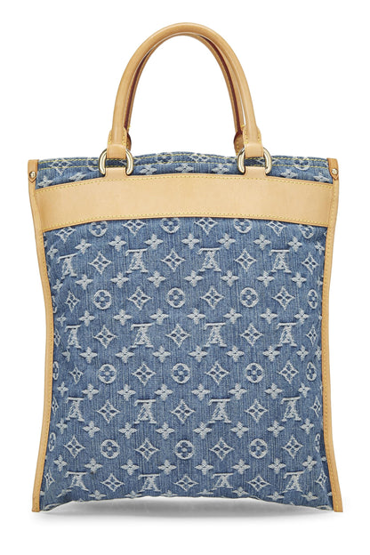 Louis Vuitton, Pre-Loved Blue Monogram Denim Flat Shopper, Blue