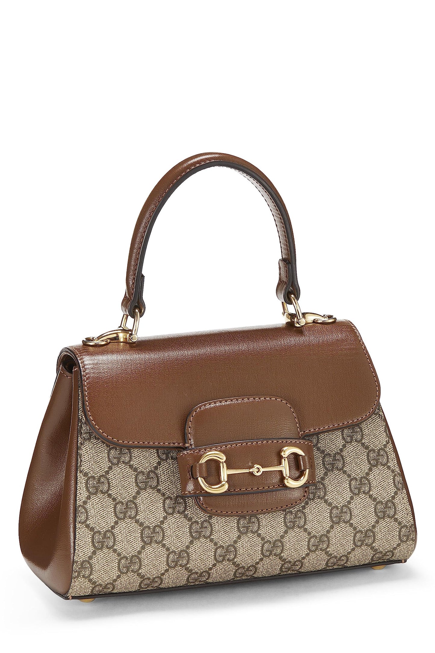 Gucci, sac à main marron GG Supreme Canvas 1955 Horsebit Mini d'occasion, marron