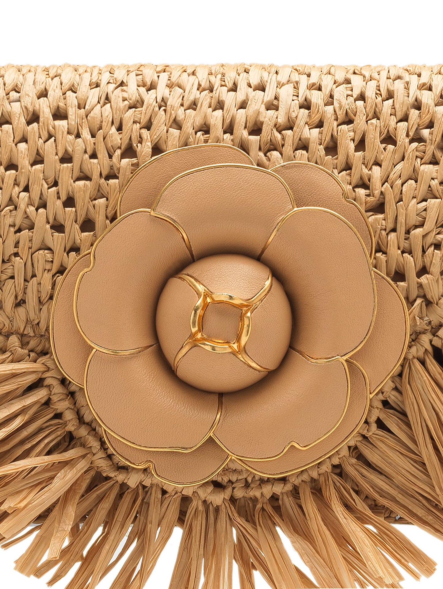 Oscar de la Renta, Raffia Fringe TRO Bag, Natural