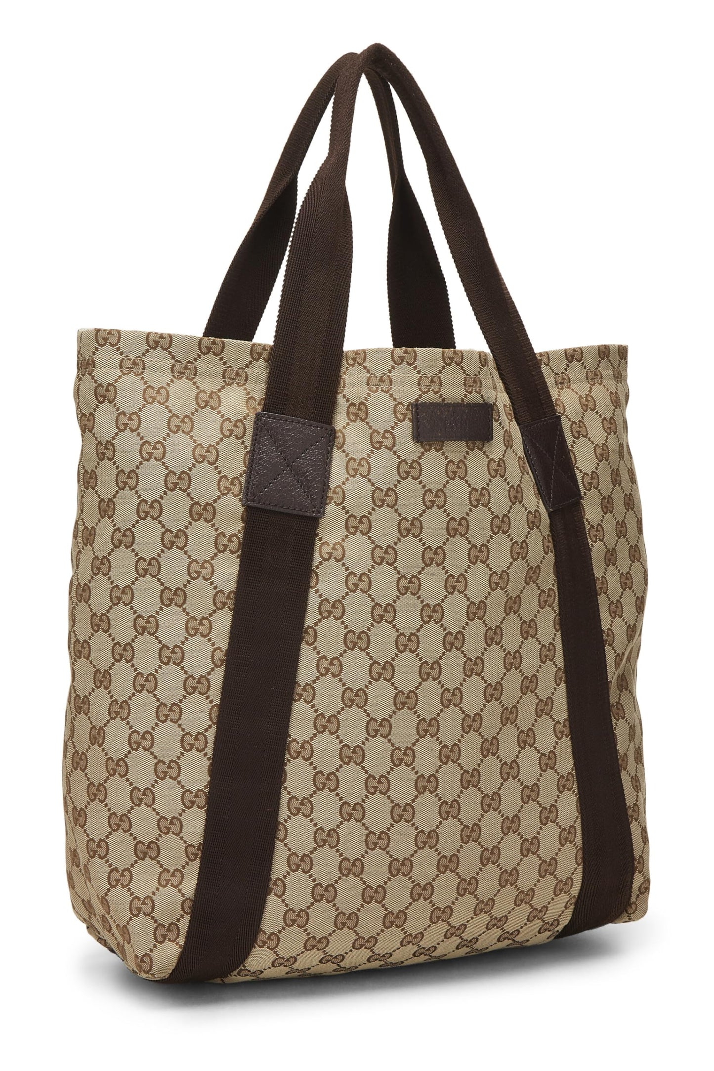 Gucci, Pre-Loved Original GG Canvas Flat Web Tote, Brown